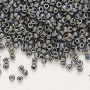 Seed bead, Miyuki, glass, pkg/25g, #11 rocaille, opaque matte metallic silver grey, (RR-2002).
