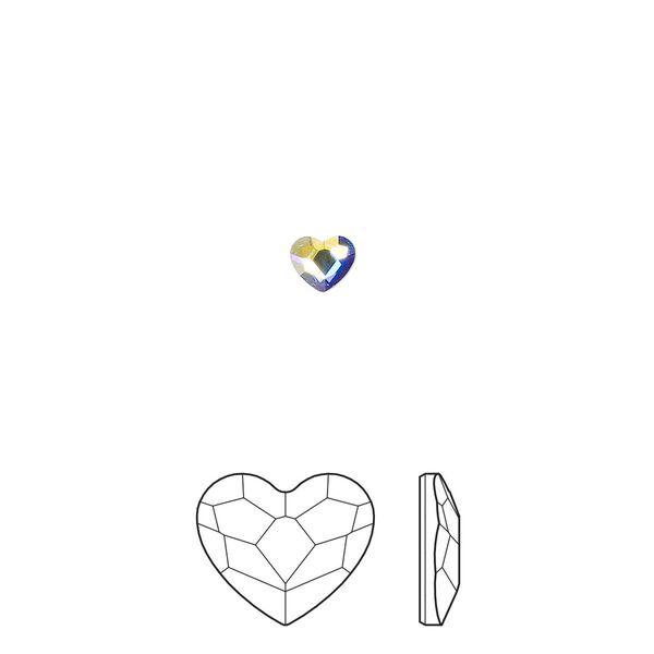 Flat back 144pk crystal AB foil back, Crystal Passions® 3.6mm heart 2808 image number 0
