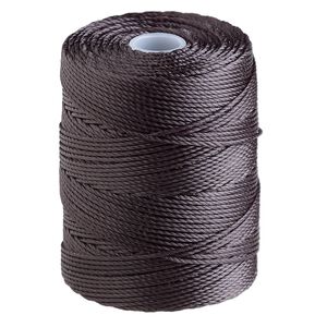 Thread, C-Lon®, nylon, charcoal grey, 0.5mm diameter. Sold per 92-yard spool.