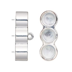 Cord end, glue-in, silver-finished "pewter" (zinc-based alloy), 30x10.5mm 3-strand barrel, 8mm inside diameter. Sold per pkg of 2.