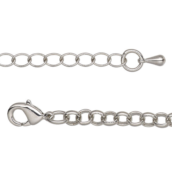 Chain, imitation rhodium-plated brass, 5mm rolo, 18 inches with 2-inch extender chain and lobster claw clasp. Sold individually. image number 0
