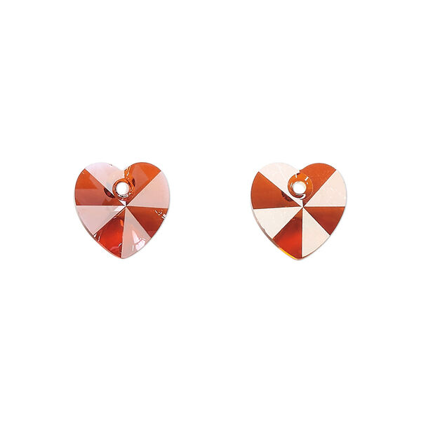 Drop 2pk crystal red flame, Preciosa Czech crystal 10mm pendant heart image number 0