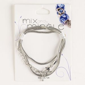 Chain, silver-finished steel, 2.4mm snake, 18 inches with 2-inch extender chain and lobster claw clasp. Sold individually.