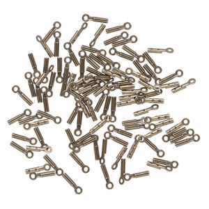 Cord end crimp 1pkg100 gold-plated, 4x1mm / loop / approx 0.5mm inside diameter, brass / antiqued