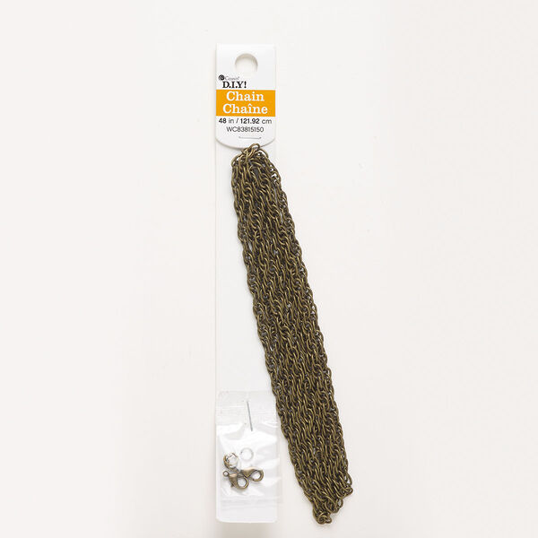 Chain assortment, steel, pkg/7, antique gold finish, assorted sizes and shapes. image number 0