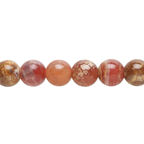 Bead, fire crackle agate (dyed / heated), 7.5-8mm round, B grade, Mohs hardness 6-1/2 to 7. Sold per 15-1/2 to 16-inch strand. image number 0