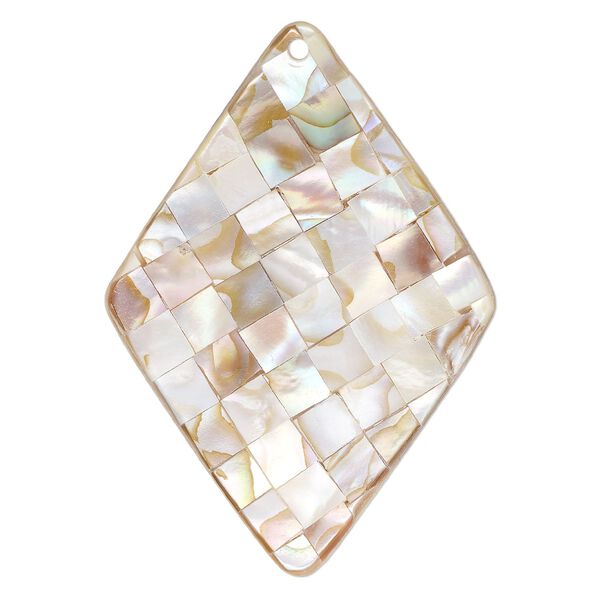 Focal, black lip shell / gold lip shell / mother-of-pearl shell (assembled), 67x47mm - 72x50mm single-sided concave diamond, Mohs hardness 3-1/2. Sold individually. image number 0