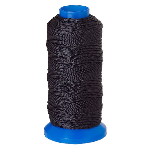 Cord, Griffin, nylon, black, 1mm, 74.8-pound test. Sold per 120-meter spool. image number 0