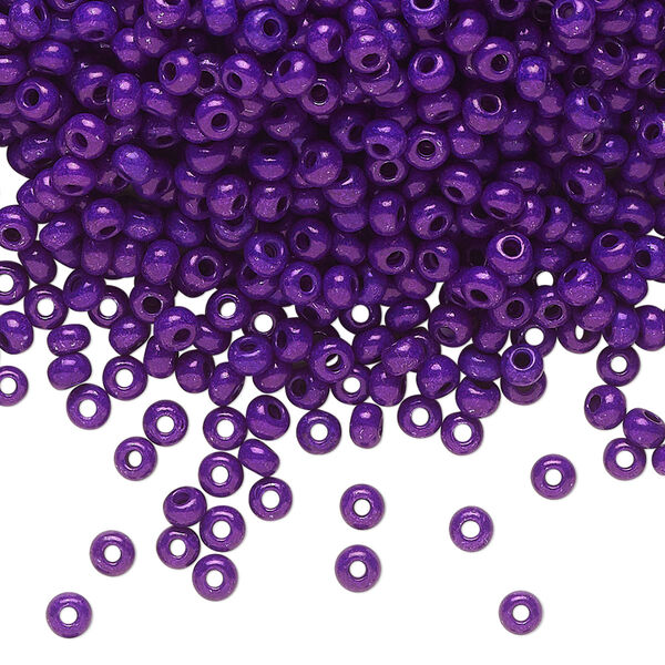 Seed bead, Preciosa Ornela Czech glass, pkg/50g, #8 rocaille, opaque terra intensive dyed violet chalkwhite, (16A28). image number 0