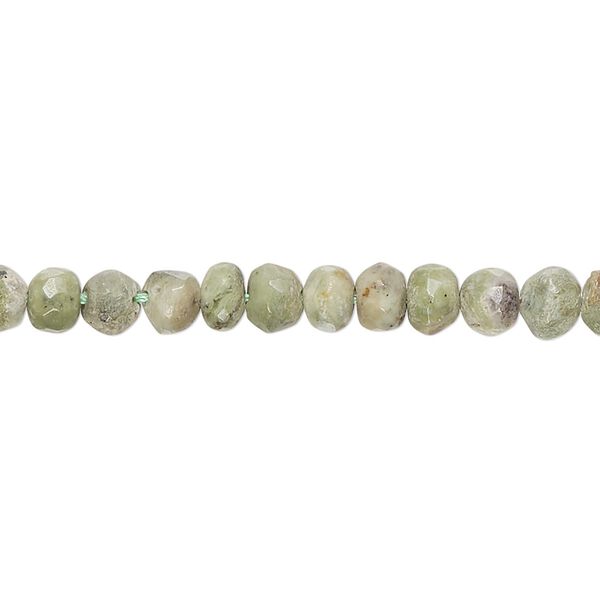 Olive chrysoprase 1pkg1, hand-cut faceted rondelle bead natural 14 inch 4x3mm-6x4mm / 5mm image number 0