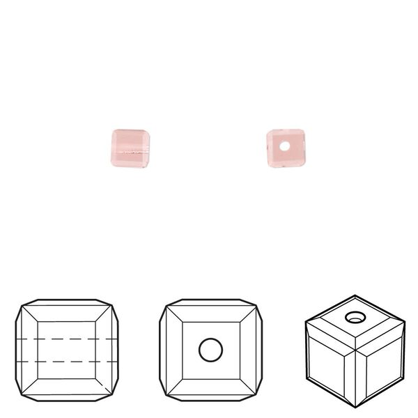 Bead 12pk light peach, Crystal Passions® 4mm cube 5601 image number 0
