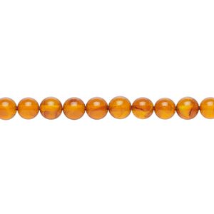 Amber 1pkg1, round bead 15.5-16 inch 5mm