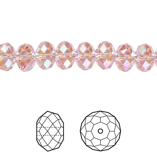 Bead 144pk light rose shimmer 2X, Crystal Passions® 8x6mm rondelle 5040 image number 0