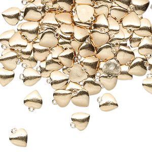 Charm, gold-plated brass, stamped, 5mm heart. Sold per pkg of 50.