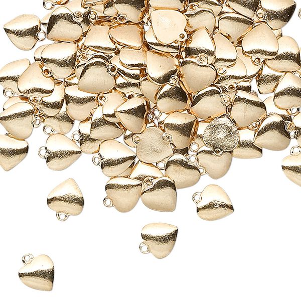 Charm, gold-plated brass, stamped, 5mm heart. Sold per pkg of 50. image number 0