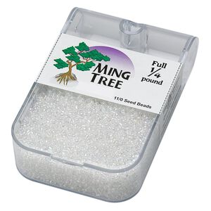 Seed bead, Ming Tree™, glass, pkg/1/4 pound, #11 round, translucent rainbow clear.