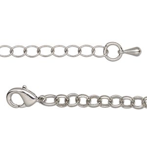 Chain, imitation rhodium-plated brass, 5mm rolo, 18 inches with 2-inch extender chain and lobster claw clasp. Sold individually.