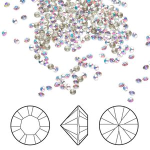 Chaton 144pk crystal AB foil back, Crystal Passions® 1mm round PP12 1028