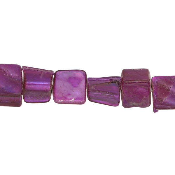 Mother-of-pearl shell 1pkg1, triangle tube bead 15 inch bright magenta 7x7mm-14x9mm image number 0
