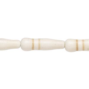 Bead, "howlite" (resin) (imitation), white, 23x7mm vase. Sold per 15-inch strand.