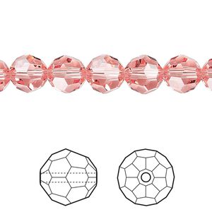 Bead 288pk rose peach, Swarovski® 8mm round 5000