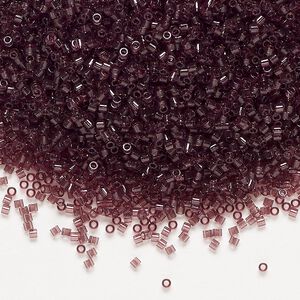 Seed bead, Delica®, glass, pkg/7.5g, #15 round, transparent dark smoky amethyst (DBS-1104).