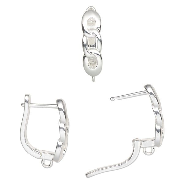 Ear wire leverback 1pkg2, 19mm / closed loop, 17 gauge silver-finished brass 1 pair image number 0