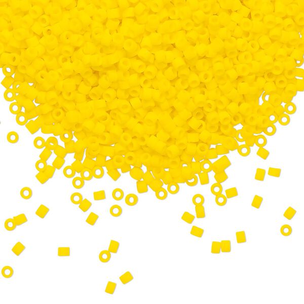 Seed bead, Delica®, glass, pkg/7.5g, #11 round, opaque matte canary (DB-1582). image number 0