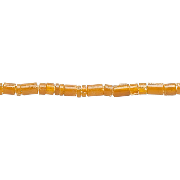 Bead, acrylic, translucent honey, 3x1mm-4x3mm heishi and round tube. Sold per 18-inch strand. image number 0