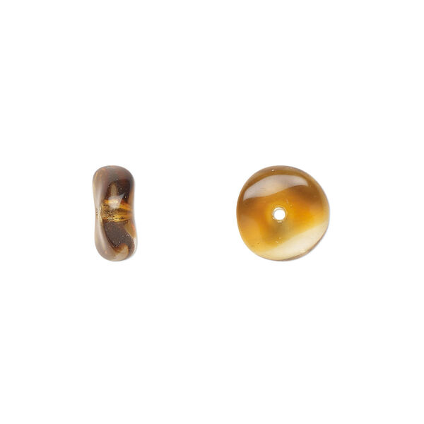 Bead, Czech pressed glass, brown/clear, 10x4mm rondelle. Sold per 15" to 16" strand. image number 0