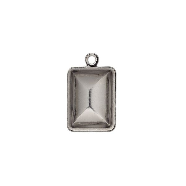 Drop, Almost Instant Jewelry®, gunmetal-plated brass, 16.5x12.5mm faceted rectangle with 14x10mm rectangle setting. Sold per pkg of 4. image number 0