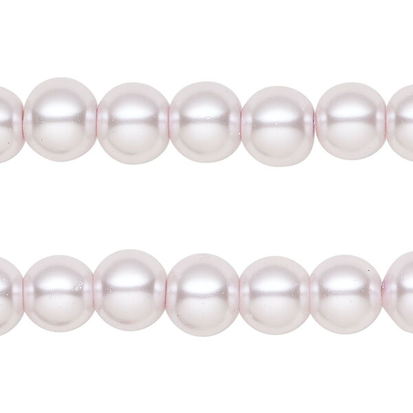 Bead, glass pearl, soft pink, 7-8mm round. Sold per pkg of (2) 15-inch strands, approximately 100 beads. image number 0