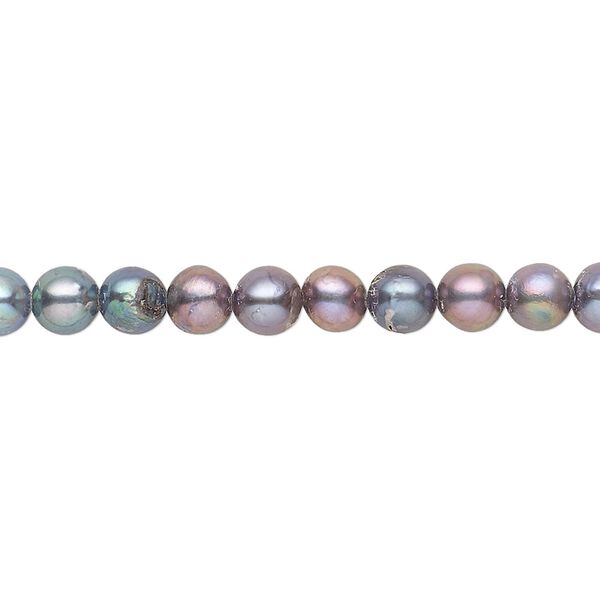 Pearl, cultured freshwater (dyed), blue peacock, 4-5mm semi-round with 0.4-0.6mm hole, D grade, Mohs hardness 2-1/2 to 4. Sold per 15-inch strand. image number 0