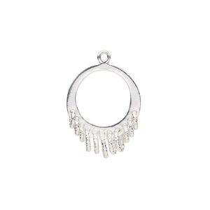 Drop, sterling silver, 20x15.5mm single-sided open round with 11 diamond-cut closed loops. Sold individually.