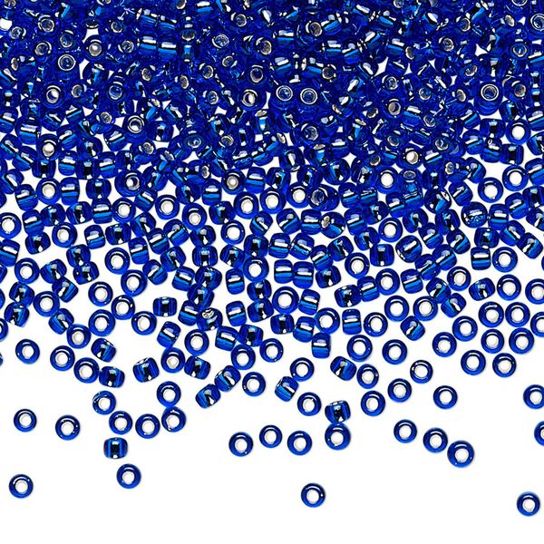 Seed bead, TOHO BEADS®, glass, pkg/250g, #11 round, transparent silver-lined cobalt (TR-11-28). image number 0