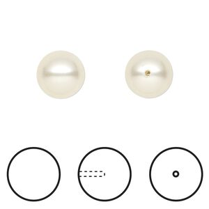 Pearl 1pkg4 cream, Crystal Passions® 10mm half-drilled round 5818