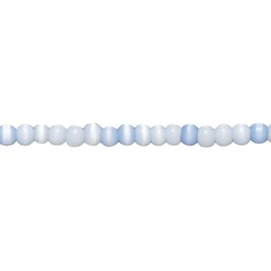 Bead, cat's eye glass (fiber optic glass), multi-blue, 2-4mm round. Sold per 15-inch strand, approximately 140 beads.
