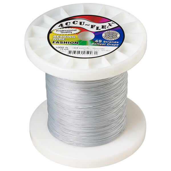 Beading wire, Accu-Flex®, nylon and stainless steel, pearl, 49 strand, 0.014-inch diameter. Sold per 1,000-foot spool. image number 0