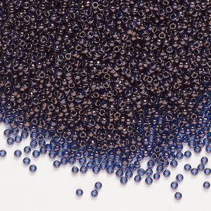 Seed bead, Miyuki, glass, pkg/35g, #15 rocaille, translucent gold luster cobalt (RR-308).
