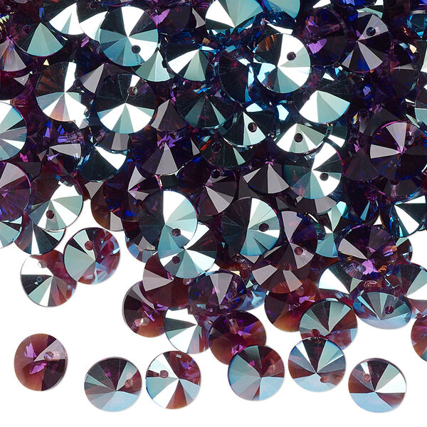 Drop 12pk amethyst shimmer, Crystal Passions® 6mm pendant mini disk 6428 image number 1