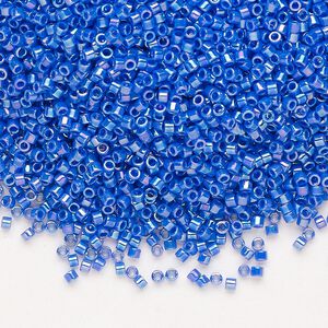 Seed bead, Delica®, glass, pkg/7.5g, #11 round, opaque rainbow cyan blue (DB-1578).