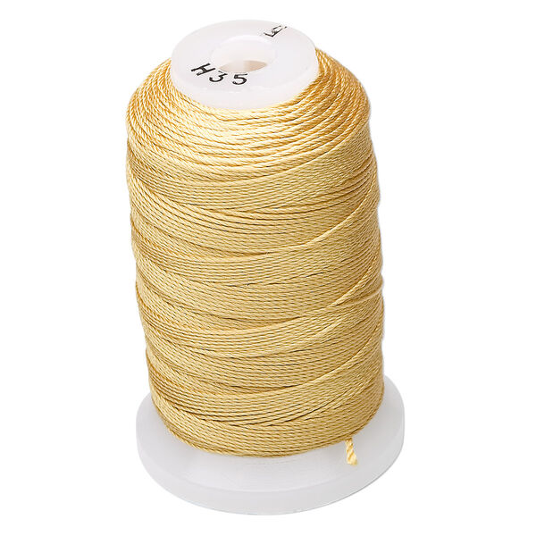 Thread, Purely Silk™, gold, size F. Sold per 140-yard spool. image number 0