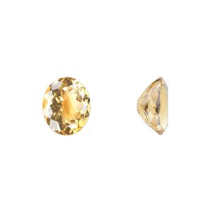 Citrine 1pkg1, hand-cut faceted oval gem 12x10mm