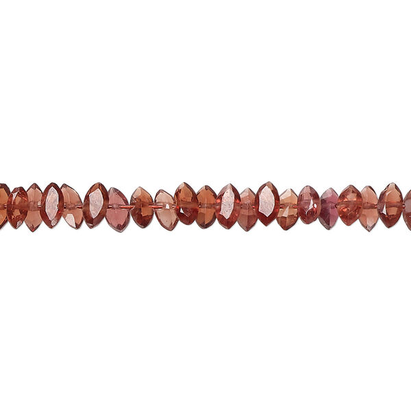 Bead, garnet (natural), 5x2mm-6x3mm hand-cut faceted puffed marquise, B grade, Mohs hardness 7 to 7-1/2. Sold per 14-inch strand, approximately 170 beads. image number 0