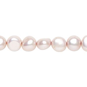Freshwater pearl 1pkg1, flat-sided potato, 15 inch light pink satin 7-8mm cultured