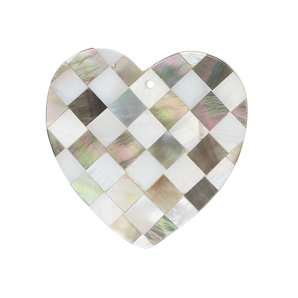 Black lip shell / gold lip shell / mother-of-pearl shell 1pkg1, top-drilled 1sided flat heart focal & component 29-30mm image number 0