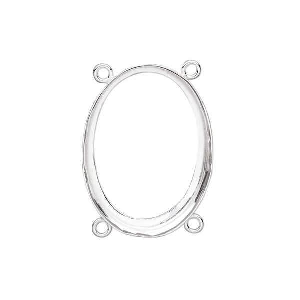 Link, fine silver, 26x19mm oval with open back and 25x18mm oval setting, 4 loops. Sold individually. image number 0