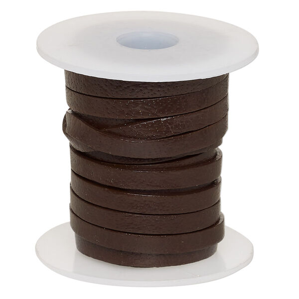 Cord, leather, brown, 4mm flat. Sold per 5-yard spool. image number 0