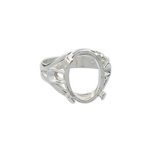 Ring, sterling silver, branch band with 16x12mm 4-prong oval setting, size 8. Sold individually.