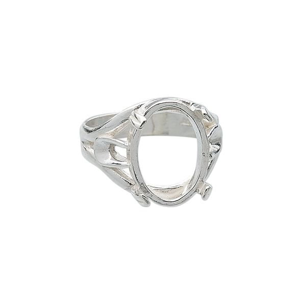 Ring, sterling silver, branch band with 16x12mm 4-prong oval setting, size 8. Sold individually. image number 0